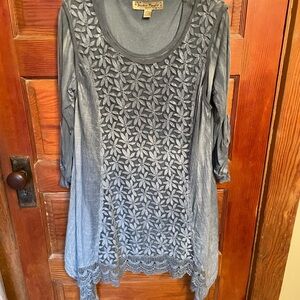 Elegant Blue Gray Floral Tunic